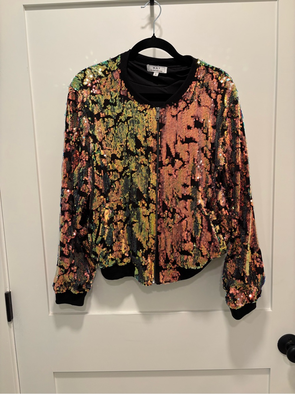 Sequin Bomber Jacket in Multicolor by